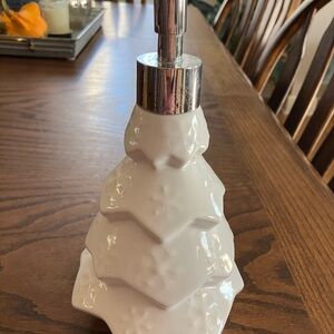 White Ceramic Christmas Tree Soap Dispenser